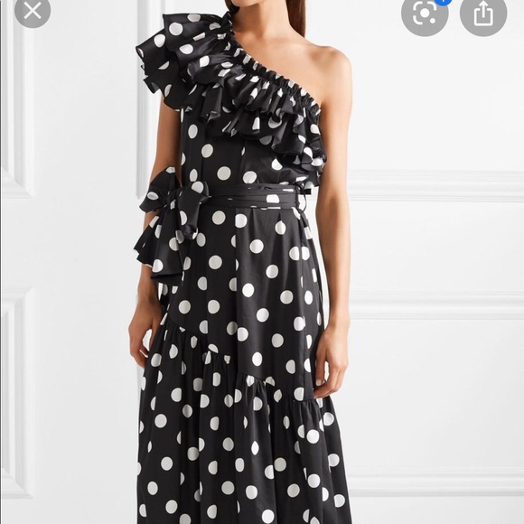 Caroline constas Rhea polka dot one shoulder gown - Picture 10 of 11